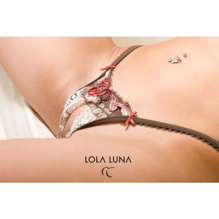 Luxus-String MONTE CARLO OPEN himbeer-schoko ouvert Lola Luna