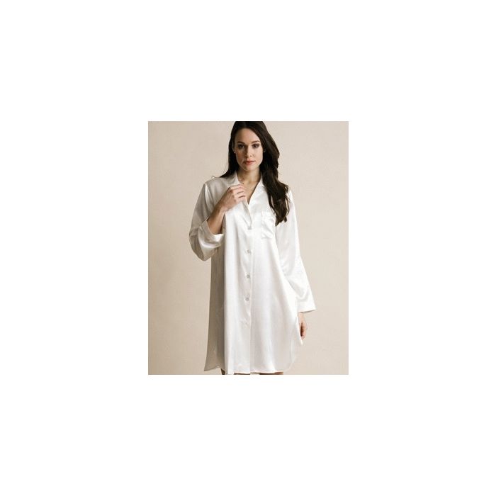 100% Seide Langarm Sleepshirt KLASSIK SATIN von Eva B. Bitzer