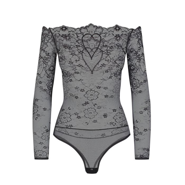 Langarm-Body COEUR Spitze schwarz von Cadolle