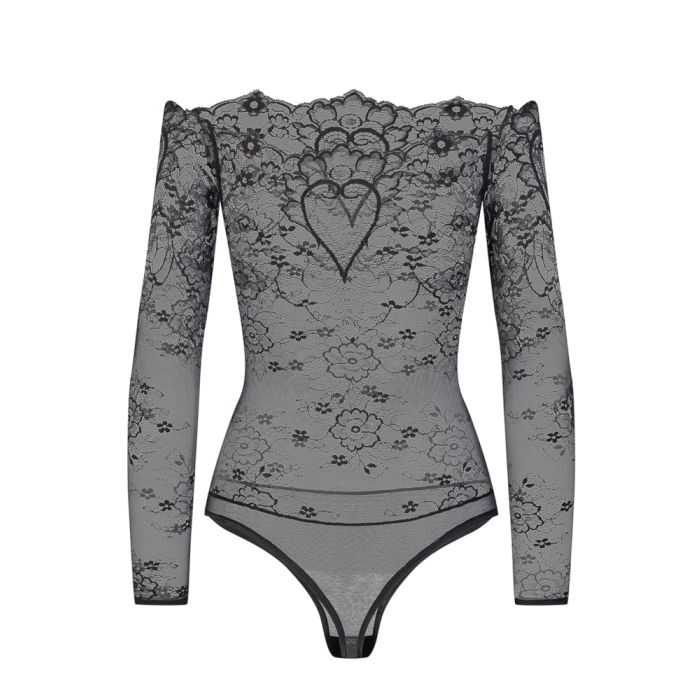 Langarm-Body COEUR Spitze schwarz von Cadolle