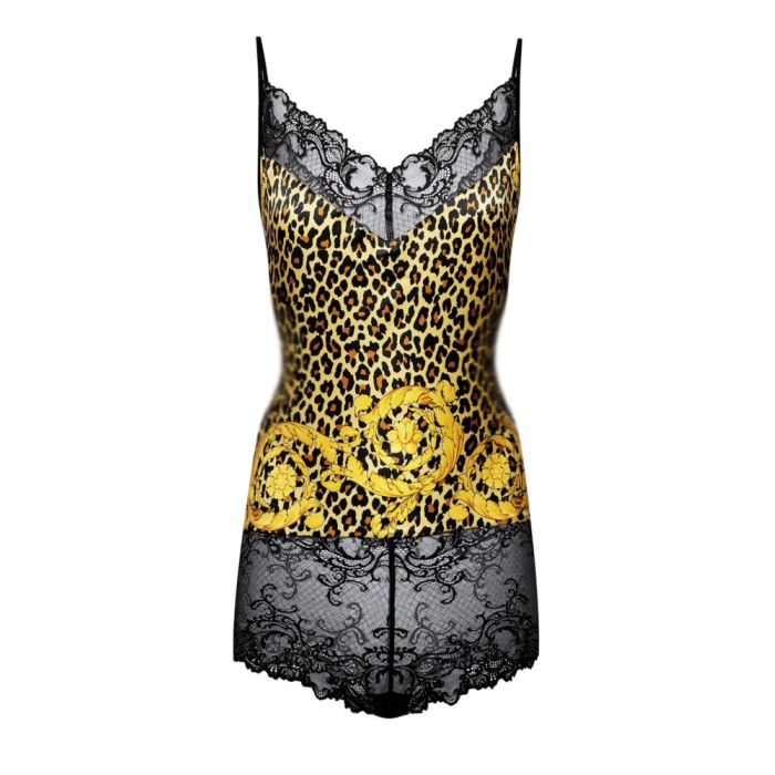 Seide Teddy BODYSHIRT PANTHERE gold-schwarz von Cadolle