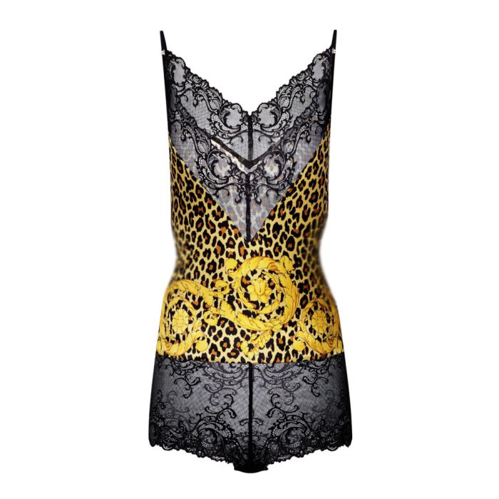 Seide Teddy BODYSHIRT PANTHERE gold-schwarz von Cadolle