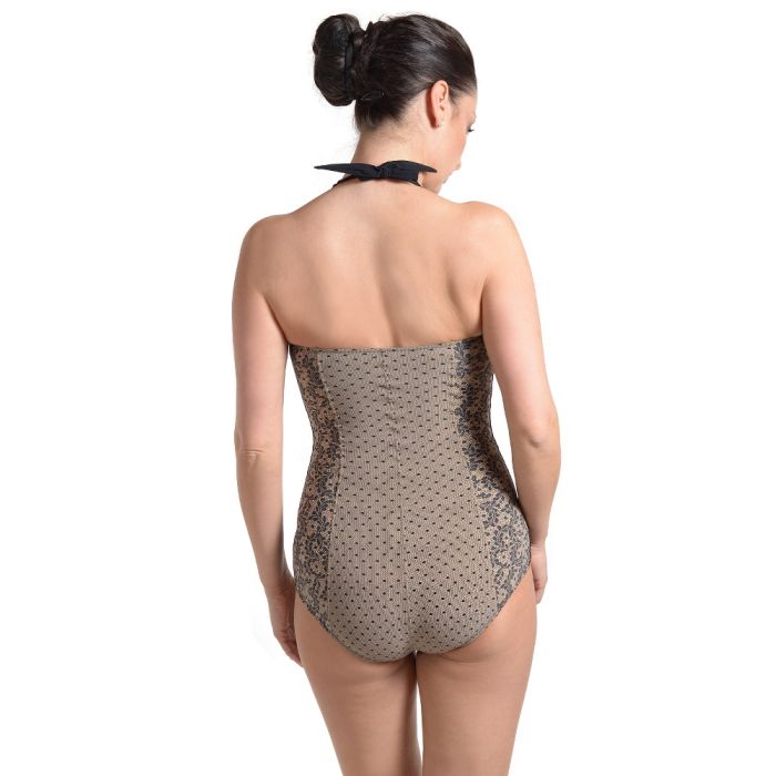 Neckholder Badeanzug CAYMAN schwarz-nude von je suis