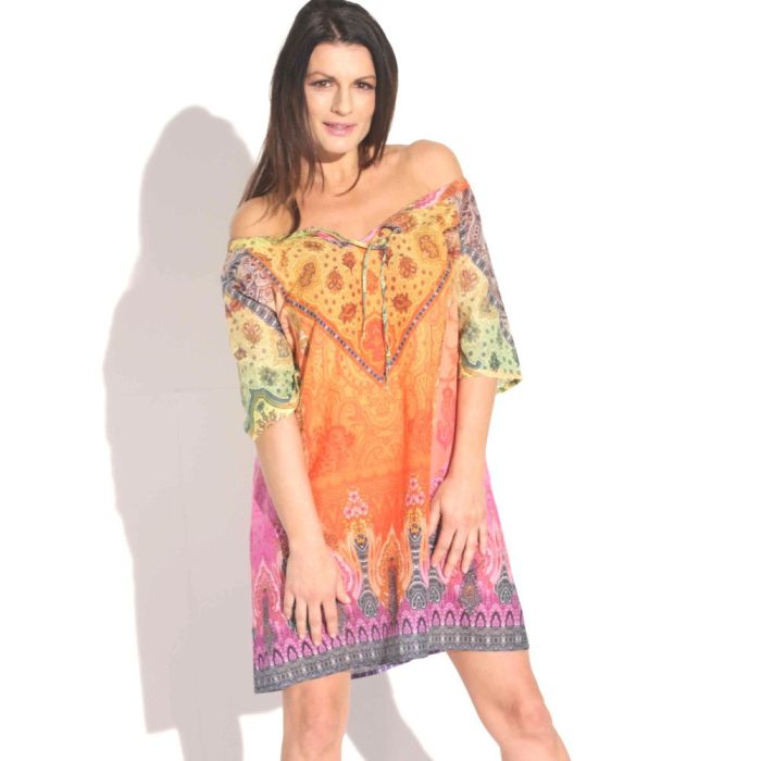 Baumwolle Batist TUNIKA MARAKESCH orange-lila von Gattina