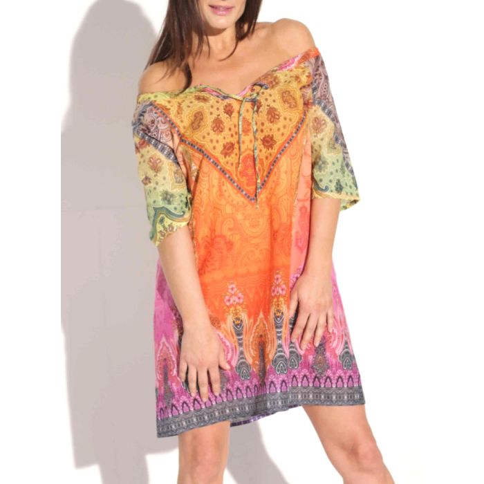 Baumwolle Batist TUNIKA MARAKESCH orange-lila von Gattina