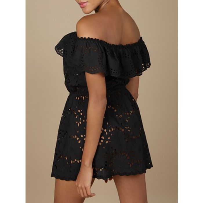 Baumwolle Lochspitze Sommerkleid GLADYS schwarz von Marjolaine