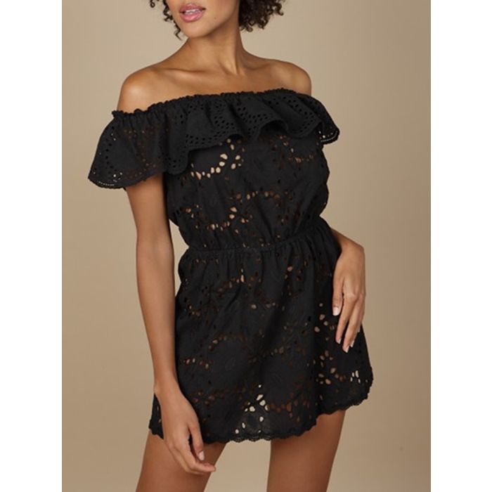 Baumwolle Lochspitze Sommerkleid GLADYS schwarz von Marjolaine