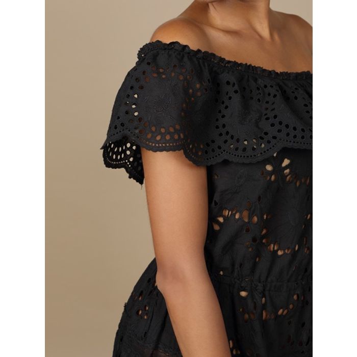 Baumwolle Lochspitze Sommerkleid GLADYS schwarz von Marjolaine