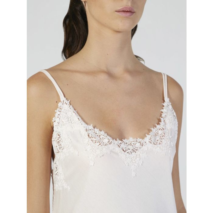 Baumwolle Neglige mit Spitze lang BIANCO von Verdiani