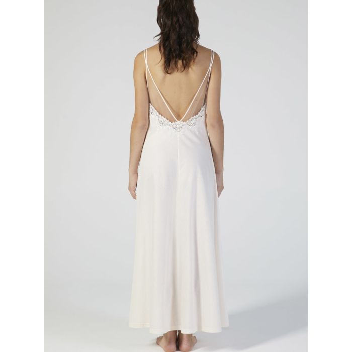Baumwolle Neglige mit Spitze lang BIANCO von Verdiani