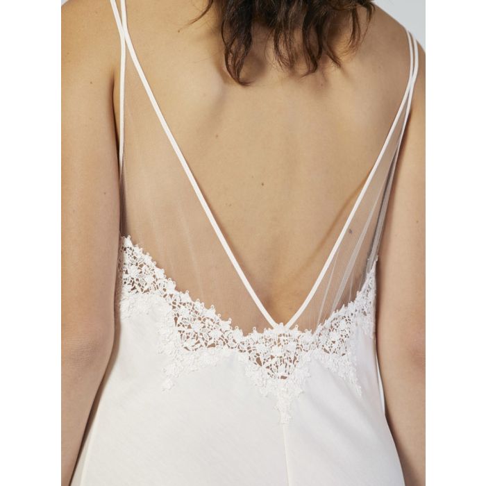 Baumwolle Neglige mit Spitze lang BIANCO von Verdiani