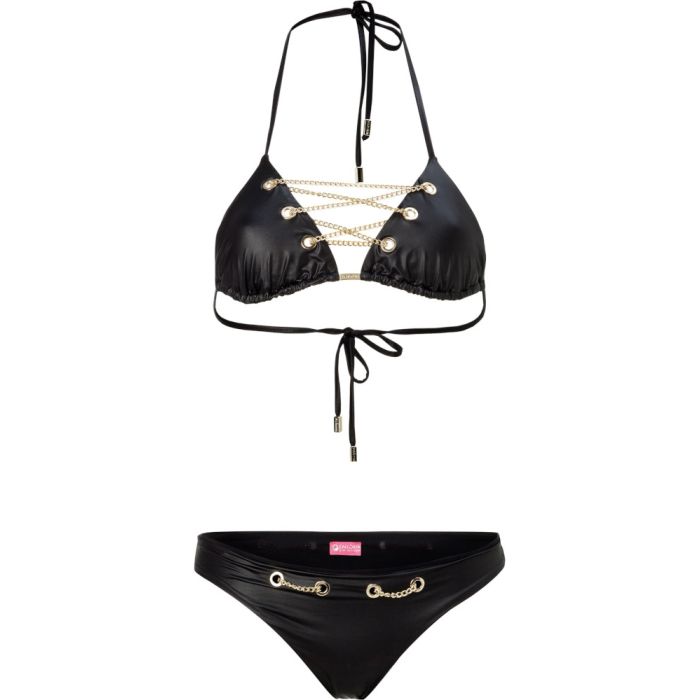 Triangel Bikini LACE UP BOUND BLACK LEATHER von Eniqua