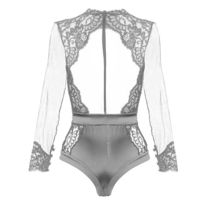 Langarm Body Tüll mit Spitze und Strass MARLENE von Prelude Milano