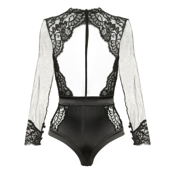 Langarm Body Tüll mit Spitze und Strass MARLENE von Prelude Milano