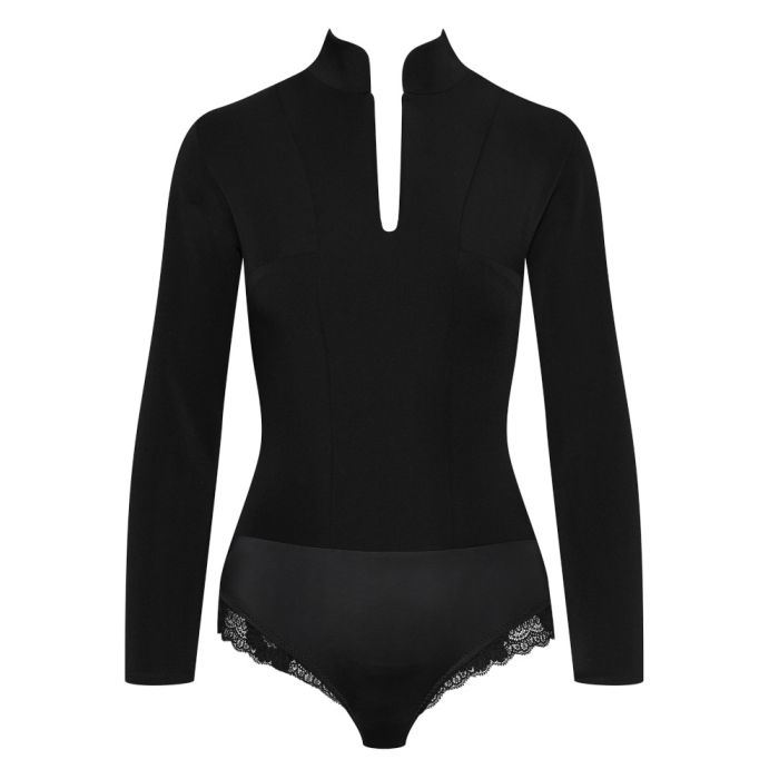 Langarm Twill-Body OFFICIER schwarz von Cadolle
