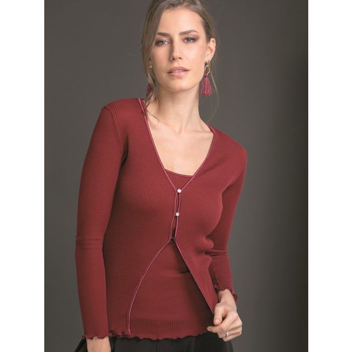 Merinowolle-Seide CARDIGAN gerippt von Artimaglia