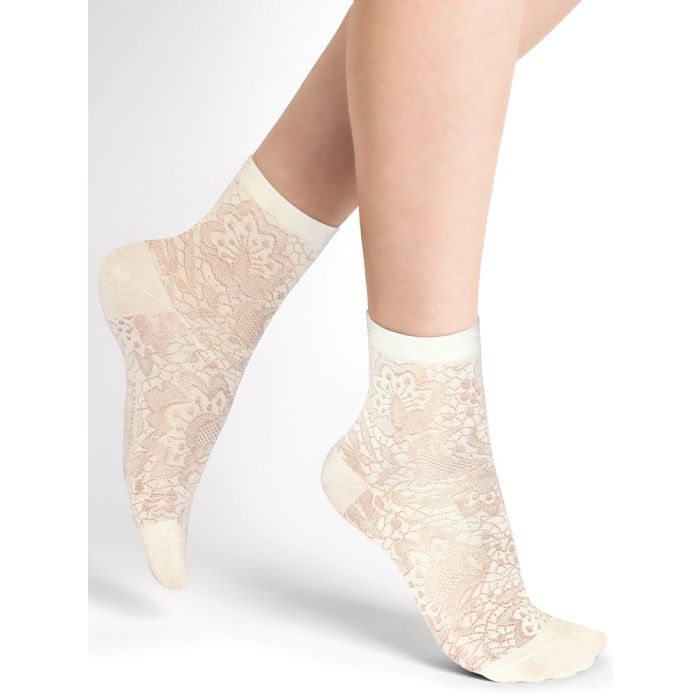 Damen Seidensocken Blumenmuster aus 75% Seide von Bleuforêt