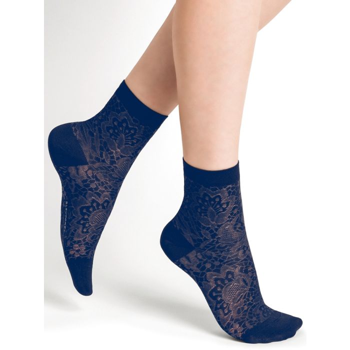 Damen Seidensocken Blumenmuster aus 75% Seide von Bleuforêt