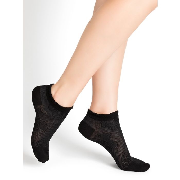 Damen Sneakersocken Blumenmuster aus 74% Seide von Bleuforêt