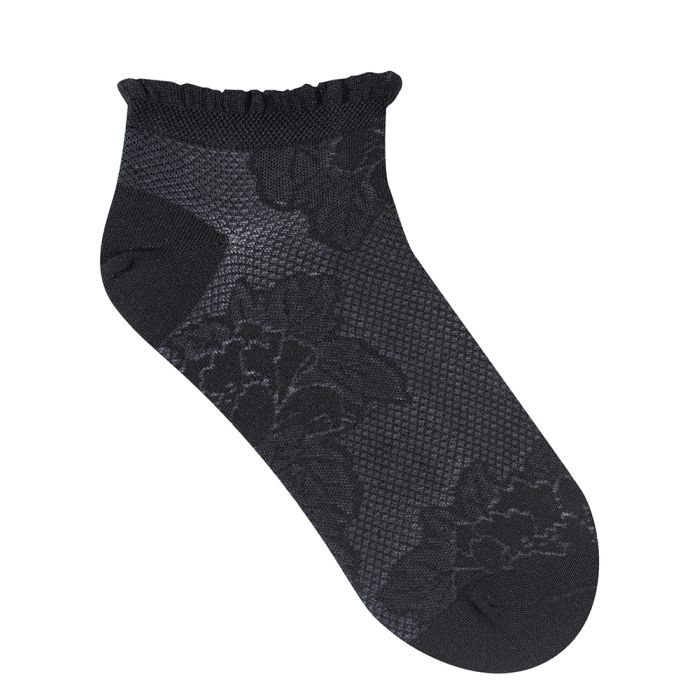Damen Sneakersocken Blumenmuster aus 74% Seide von Bleuforêt