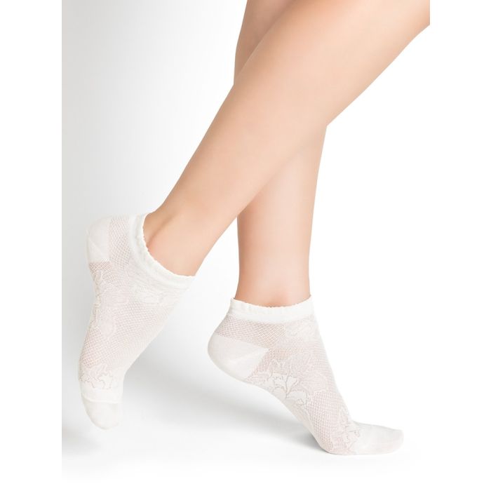 Damen Sneakersocken Blumenmuster aus 74% Seide von Bleuforêt