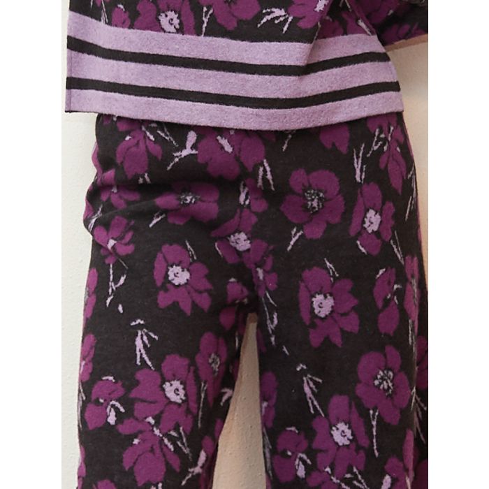 Freizeitanzug Kuschel Cotton LILA BLUMEN zwei-teilig von Fiori di Chiara