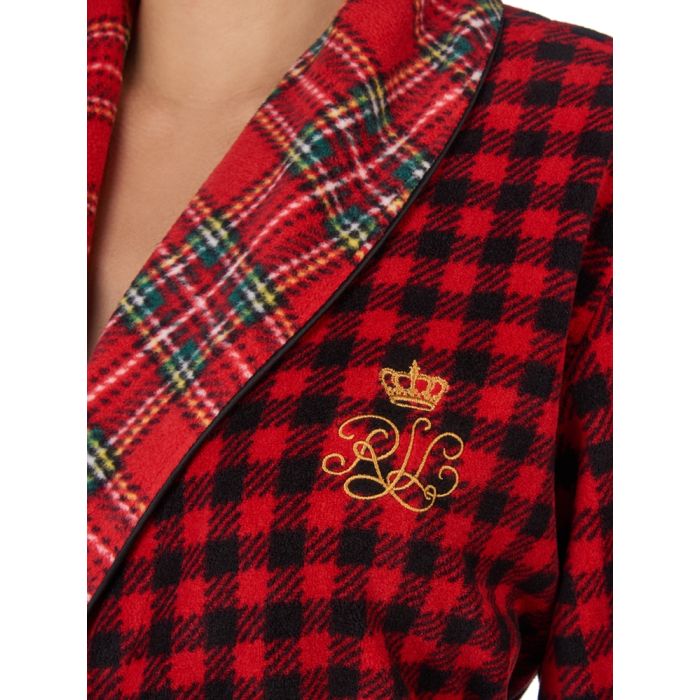 Kurzer Fleece Morgenmantel RED kariert von Ralph Lauren Sleepwear