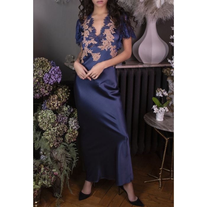 Stretchseide Nachtkleid lang NINA von Marjolaine