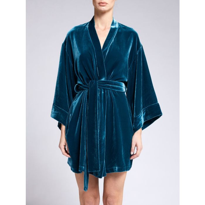 Seide-Viscose Samt Kimono DANY petrol von Vivis