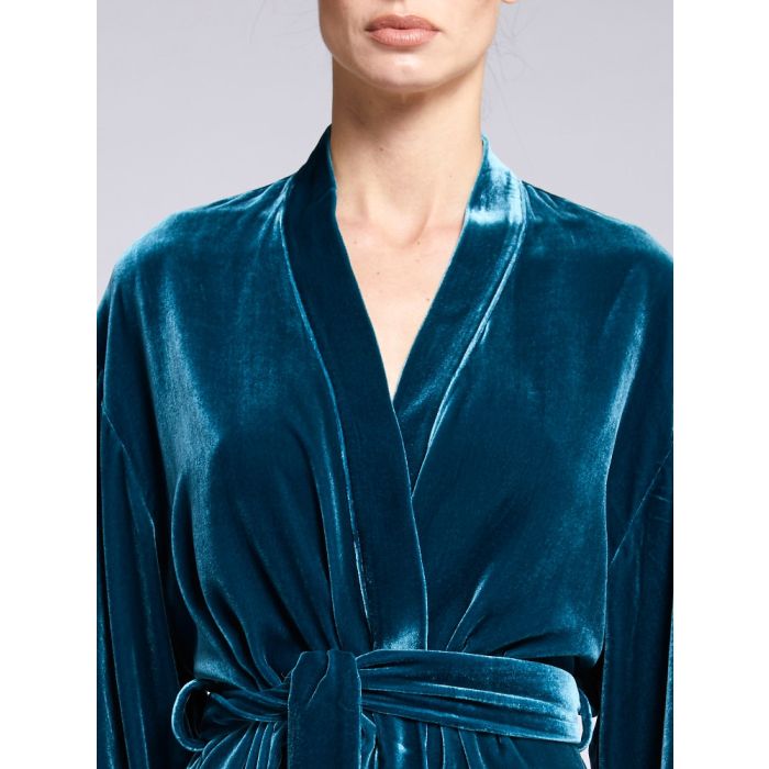 Seide-Viscose Samt Kimono DANY petrol von Vivis