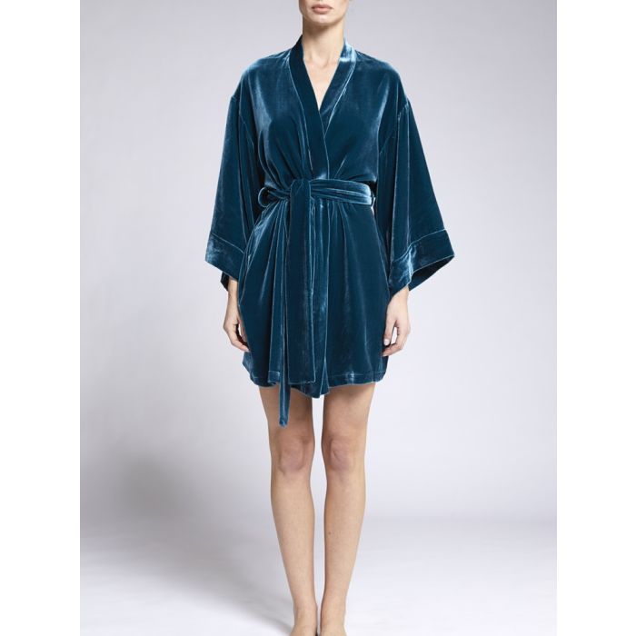 Seide-Viscose Samt Kimono DANY petrol von Vivis