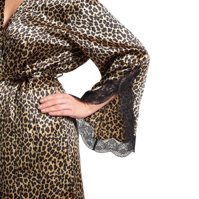 Seiden-Kimono LACE ANIMALIER Leopard von Luna di Seta