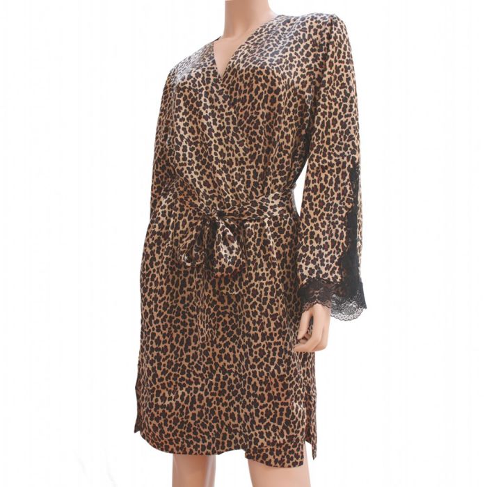 Seiden-Kimono LACE ANIMALIER Leopard von Luna di Seta