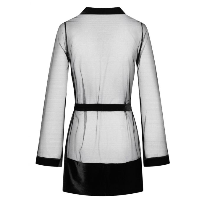 Kurzer Morgenmantel KIMONO TULLE Tüll schwarz von Cadolle