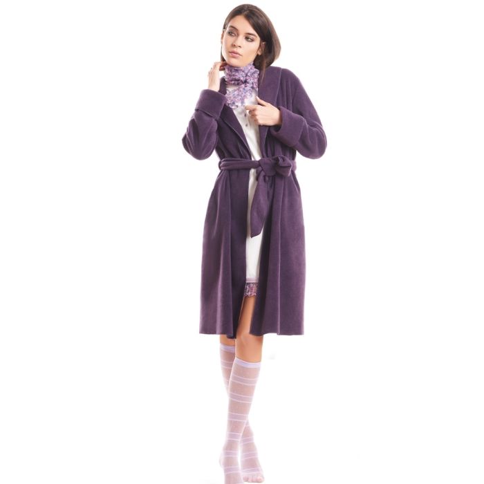Morgenmantel KUSCHEL FLEECE pflaume-violett von Fiori di Chiara