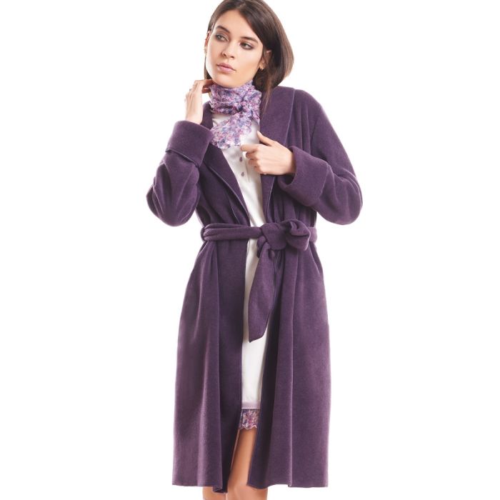 Morgenmantel KUSCHEL FLEECE pflaume-violett von Fiori di Chiara