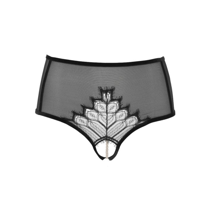 Kyoto High Waist Brief Perlen Taillenslip schwarz von Bracli