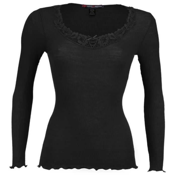 Merinowolle-Seide LANGARM SHIRT mit Spitze von Artimaglia