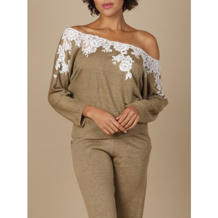 100% Leinen Pullover GLORIA No. 2 Spitze von Marjolaine