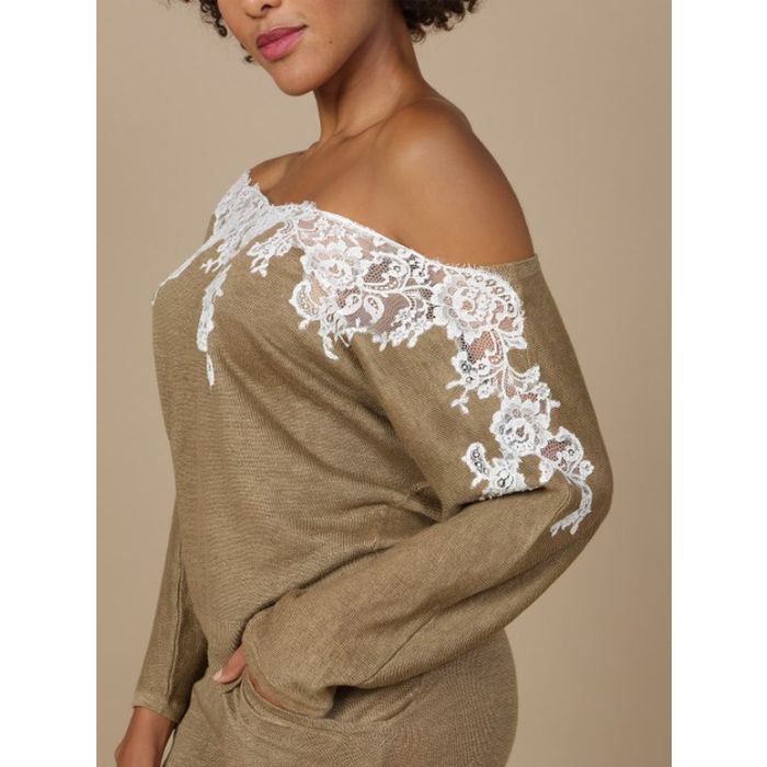 100% Leinen Pullover GLORIA No. 2 Spitze von Marjolaine