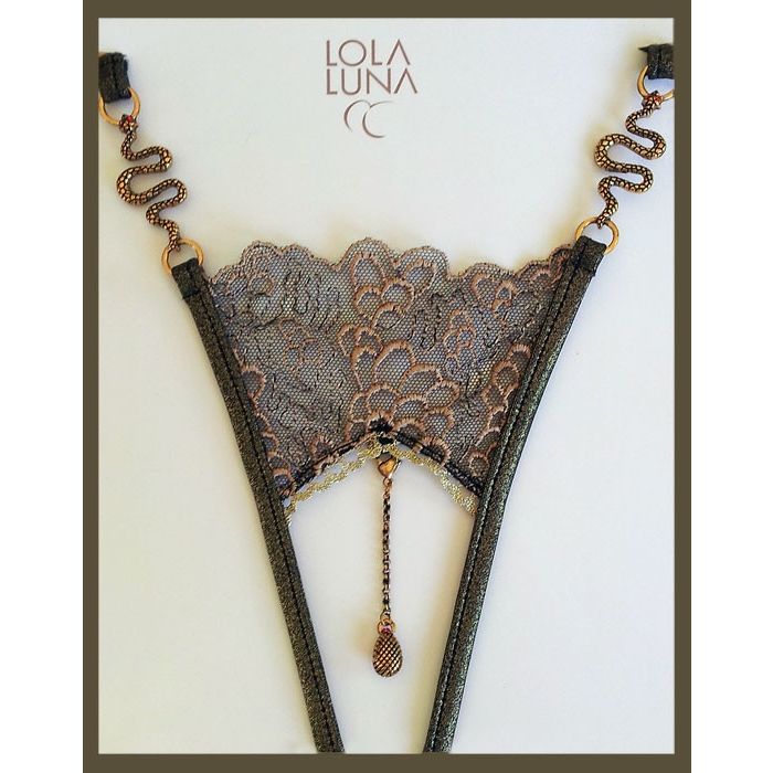 Lola Luna Ouvert-String EVE OPEN gold-schwarz - beige