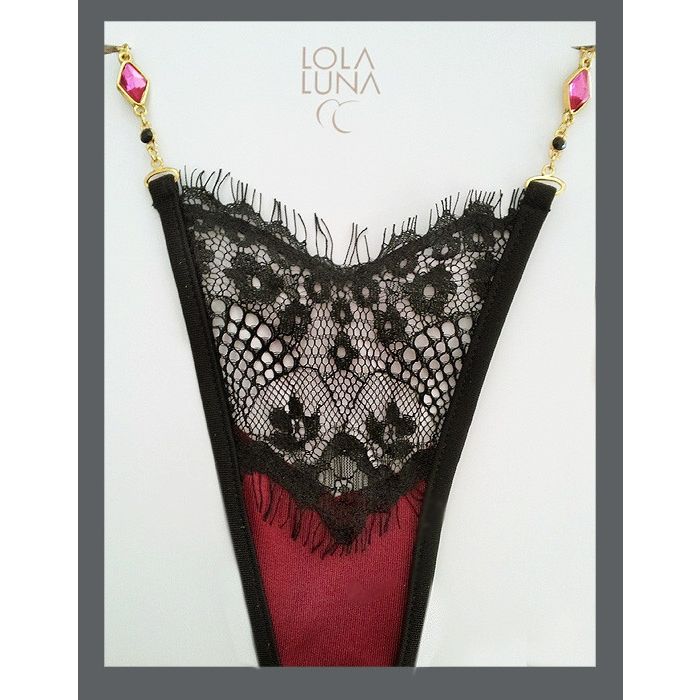 Lola Luna String JOSEPHINE schwarz-himbeer geschlossen