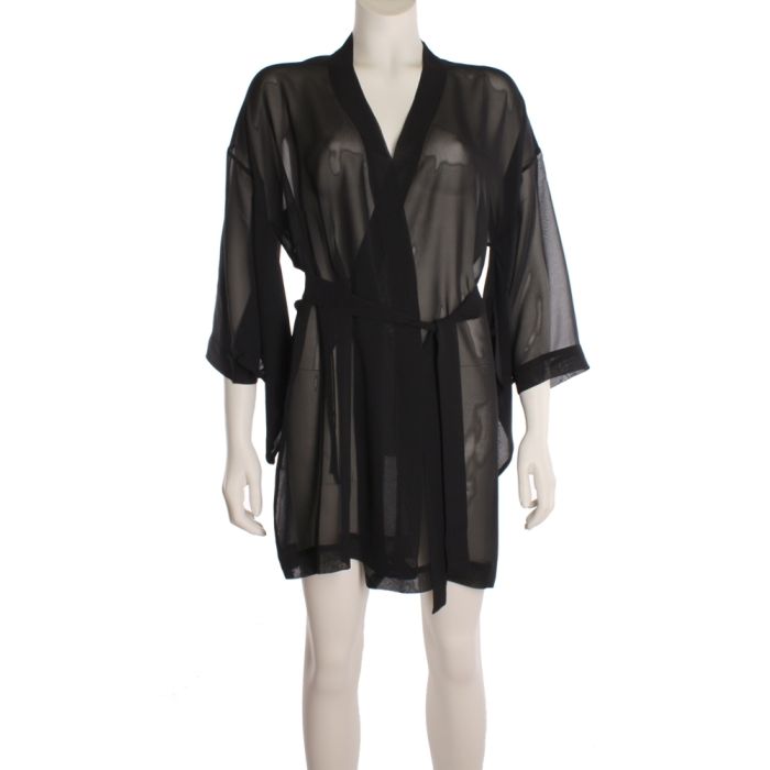 Kimono 100% Seide FIDJI MOUSSELIN schwarz von Marjolaine