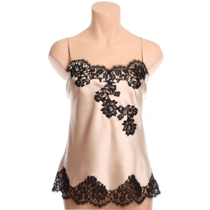 100% Seide Seidentop FLAVIA mit Caudry Spitze von Marjolaine