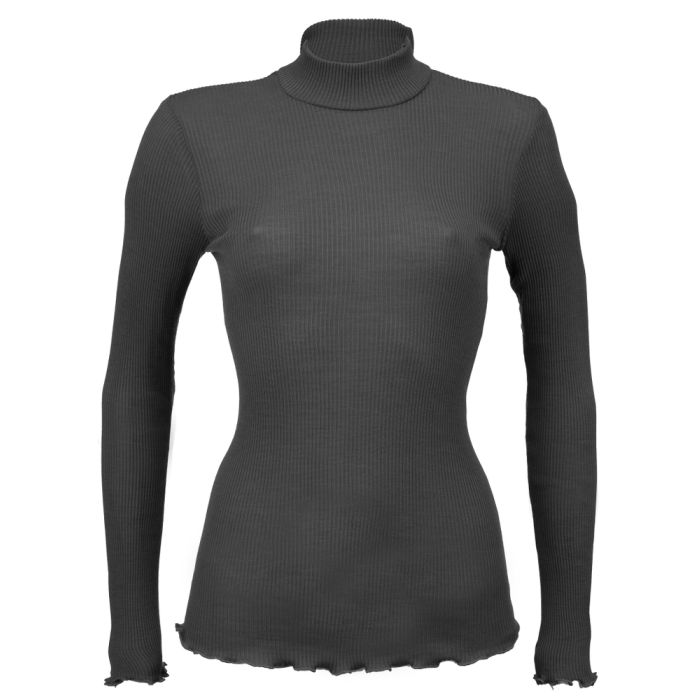 Merinowolle-Seide ROLLKRAGEN SHIRT gerippt von Artimaglia