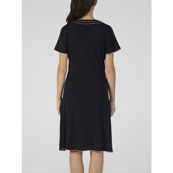 Modal Nachtkleid knielang schwarz-pink von Verdiani