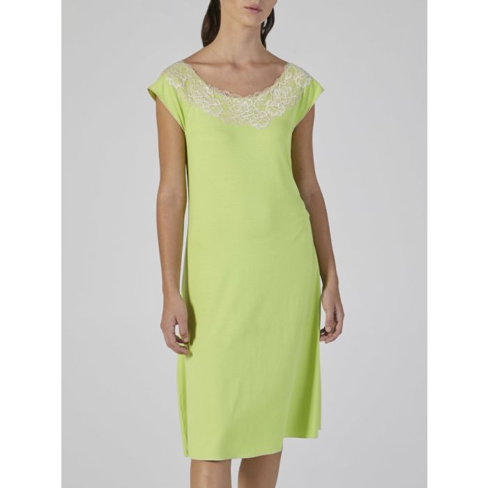 Modal Nachtkleid mit Spitze knielang KIWI grün von Verdiani