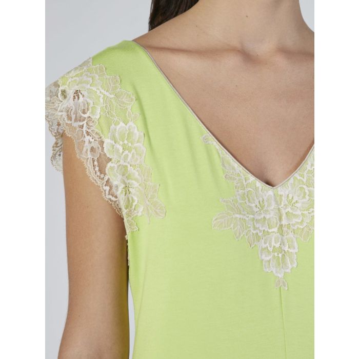 Modal Neglige mit Spitze lang KIWI grün von Verdiani