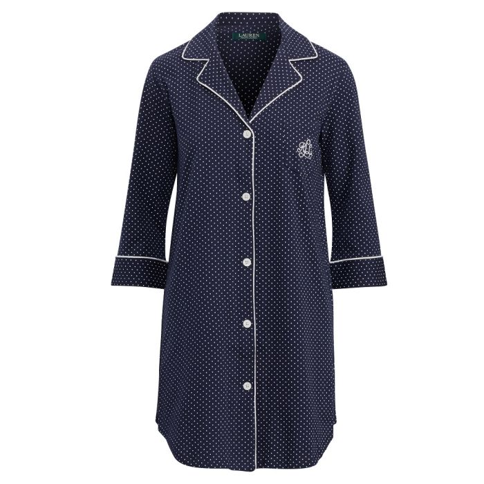 Sleepshirt NAVY DOTS dunkelblau von Ralph Lauren Sleepwear