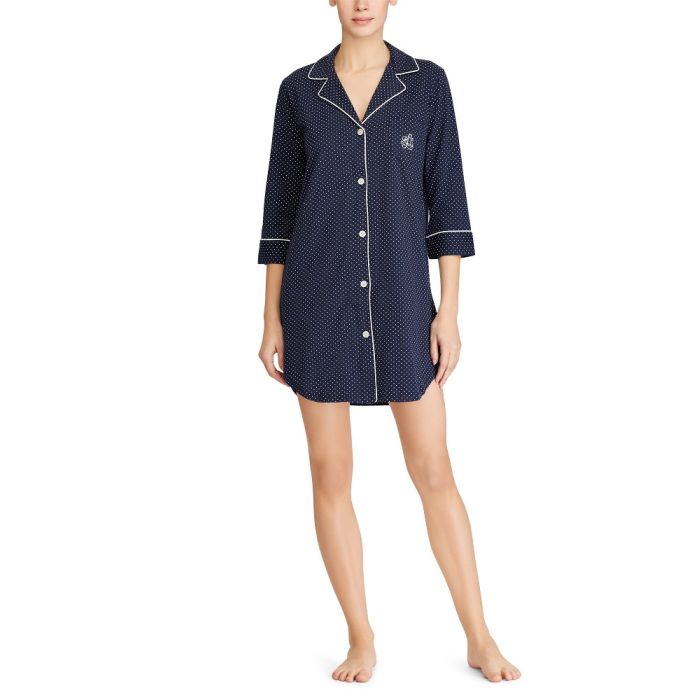 Sleepshirt NAVY DOTS dunkelblau von Ralph Lauren Sleepwear